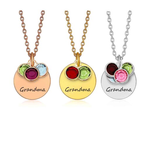 Grandma Necklace Personalized with Grandkids’ Birth Month Birthstones