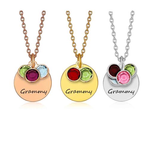 Grammy Necklace Personalized with Grandkids’ Birth Month Birthstones