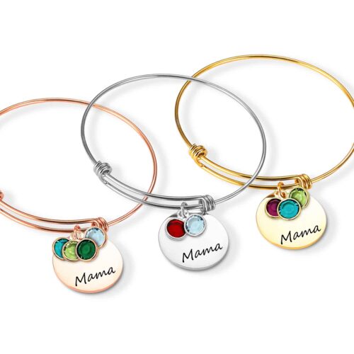 Customizable Mama Bracelet with Birthstone Charms