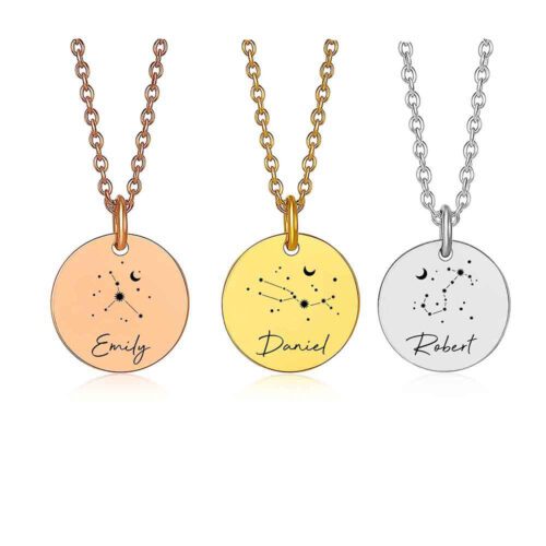 Customizable Zodiac Sign Necklace for Women with Custom Name