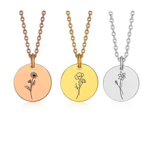 Birthflower Necklace for Women – Custom Zodiac Sign Birth Flower Jewelry