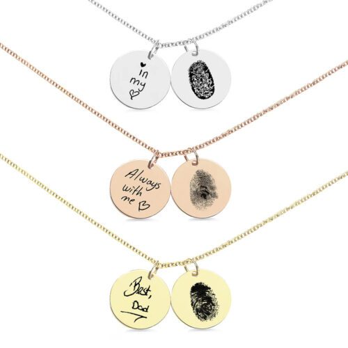 Handwriting and Fingerprint Memorial Necklace