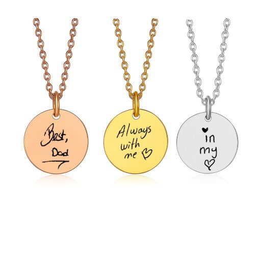 Handwriting Engraved Necklace – Custom Memorial Jewelry with Loved One's Drawing