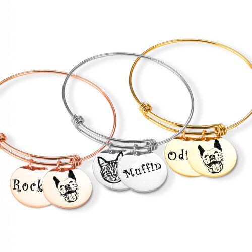 Customizable Pet Portrait Bracelet with Photo and Name