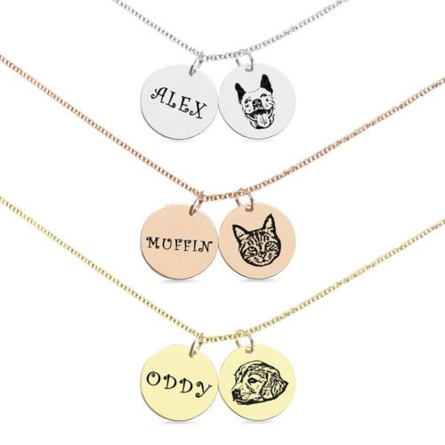Personalizable Pet Portrait Necklace with Photo and Name