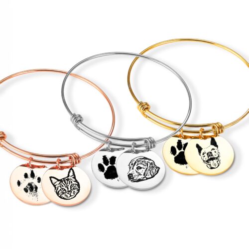 Customizable Pet Paw and Photo Bracelet