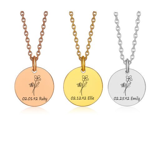 Birth Flower Necklace - Dainty Custom Necklace with Birthflower