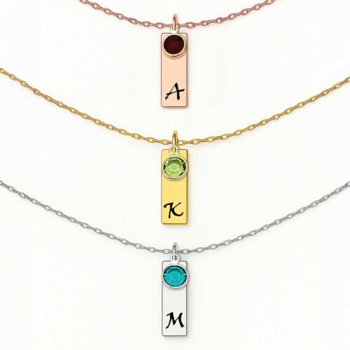 Initial Necklace with Birthstone for Women – Dainty Gemstone Jewelry