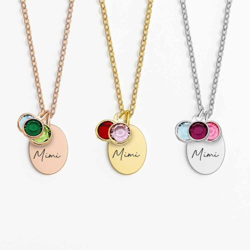 Mimi Family Necklace Personalized with Grandkids Birthstones