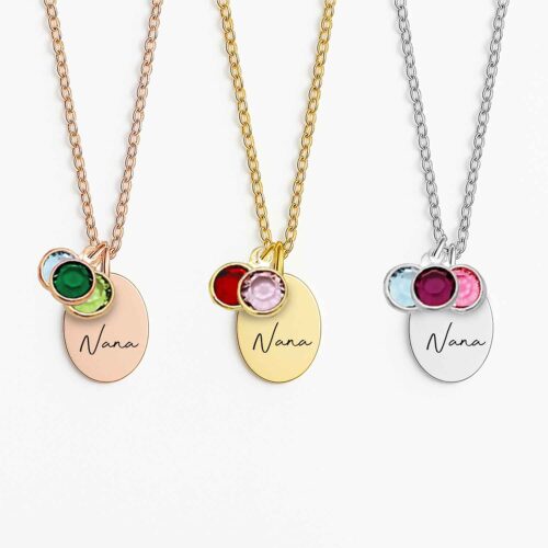 Nana Necklace Custom Grandma Jewelry with Birthstone Charms