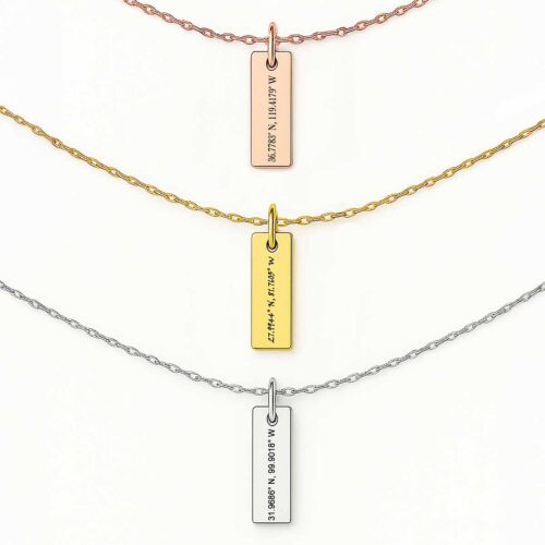 Customizable Coordinate Necklace Engraved Long Distance