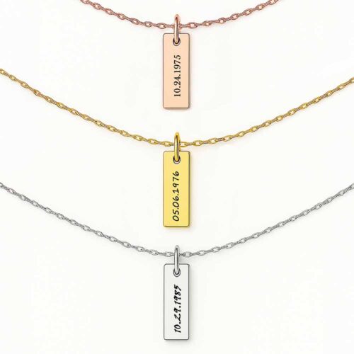 Custom Engraved Date Necklace for Women or Men