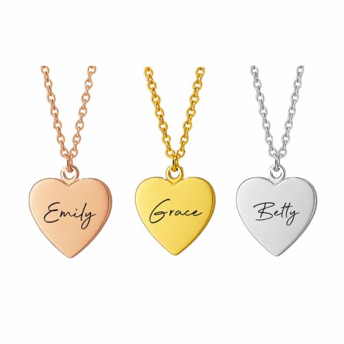 Custom Name Heart Necklace Personalized Gift for Mom or Grandma
