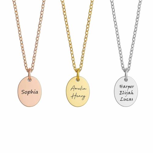 Customizable Oval Name Necklace with Multiple Kids Names