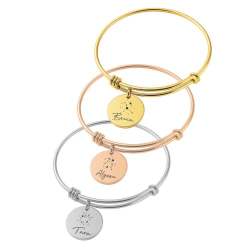 Personalized Zodiac Sign Bracelet for Women with Custom Name