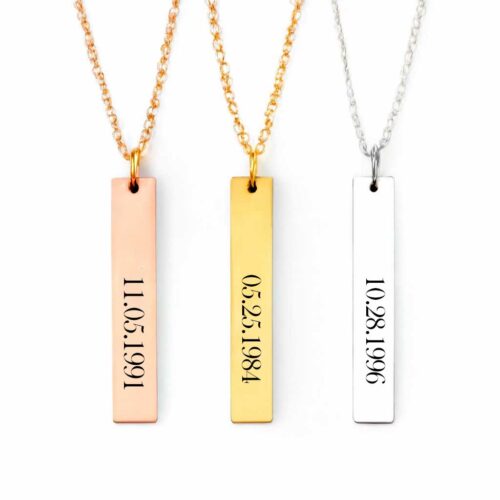 Custom Date Necklace for Women & Men – Engraved Date Pendant