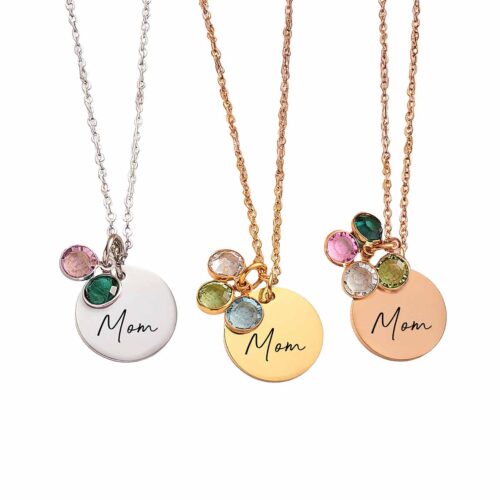Mom Necklace Customizable with Kids Birth Month Birthstones