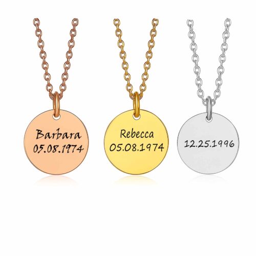 Custom Birthdate Necklace with Name and Date Personalized Jewelry Gift