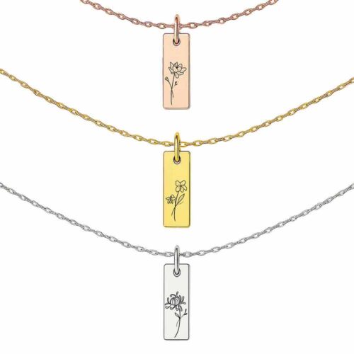 Birth Flower Silver Necklace for Women Personalized Gift for Her